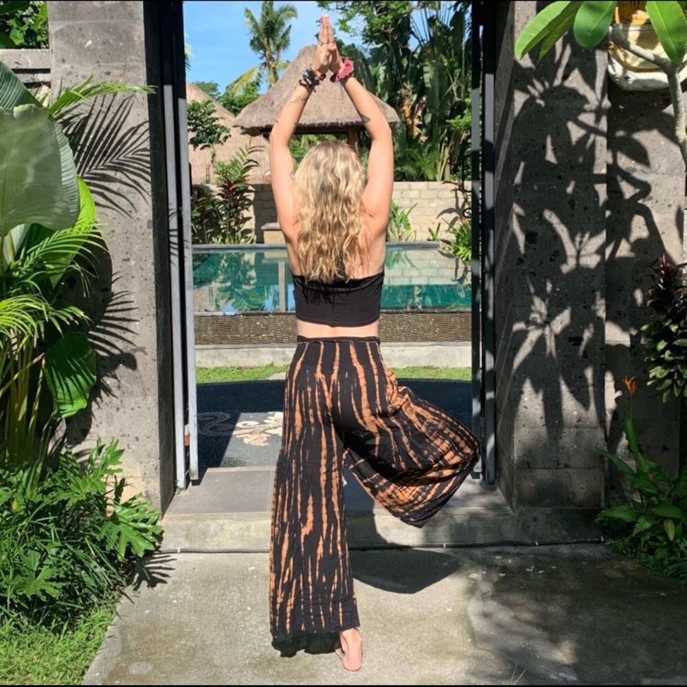 Bali Wide Leg Pants Teal & Aqua M/L Festival Coachella - Picture 3 of 8